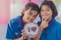 KANCHANABURI THAILAND - JUNE 13 : Unidentified Teacher and Boy s Royalty Free Stock Photo