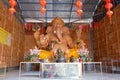 Statue of Hindu God Ganesha, at entrance of Chinese Buddhist temple, Wat Metta Dharma Bodhiyan, Kanchanaburi