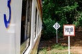 Kanchanaburi, Thailand - Sep 5, 2020 : The moving train commute through the famous Death railwa