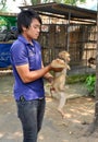 Kanchanaburi, Thailand: Trainer with Monkey