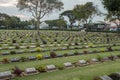 Kanchanaburi war cemetery, where thousands of Allied POWs who died on the notorious Thailand to Burma death railway are buried.