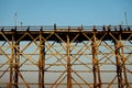 Sangklaburi or Myanmar tall wooden bridge on Songaria River