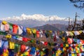 Kanchenjunga Mountain and prayer flags Royalty Free Stock Photo