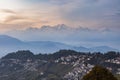 Kanchenjunga range peak after sunset with Darjeeling town Royalty Free Stock Photo