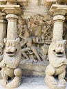 Ancient sandstone sculptures at kailasanathar temple in Kancheepuram, Tamil Nadu