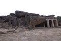 Kandagiri and Udaygiri caves view with white backdrop Bhubaneswar, Odisha, India.