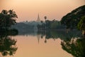 Kandawgyi Lake is one of the two major lakes in Yangon, Myanmar, located east of the Shwedagon Pagoda Royalty Free Stock Photo