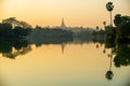 Kandawgyi Lake is one of the two major lakes in Yangon, Myanmar, located east of the Shwedagon Pagoda Royalty Free Stock Photo