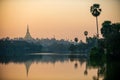 Kandawgyi Lake is one of the two major lakes in Yangon, Myanmar, located east of the Shwedagon Pagoda Royalty Free Stock Photo