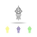 Kandeel decorations Diwali colored icons on white background. Diwali Hindu festival Indian Holidays elements for graphic and web