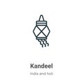 Kandeel outline vector icon. Thin line black kandeel icon, flat vector simple element illustration from editable india concept