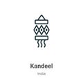 Kandeel outline vector icon. Thin line black kandeel icon, flat vector simple element illustration from editable india concept