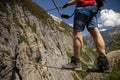 Young people on a via ferrata route