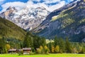 Kandersteg panorama, snow mountains, Switzerland