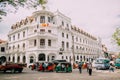 KANDI, SRI LANKA - FEBRUARY 2, 2018: Exterior of the historical building of the Queen`s hotel Royalty Free Stock Photo