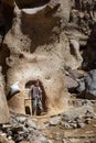 Iranian man in rock village Kandovan. Iran Royalty Free Stock Photo