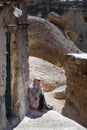 Iranian woman in rock village Kandovan. Iran Royalty Free Stock Photo