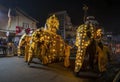 Ceremonial elephants parade along a street.at Kandy in Sri Lanka during the Esala Perahera Royalty Free Stock Photo