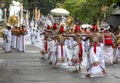Up Country Dancers perform along a road at Kandy in Sri Lanka during the Day Perahera