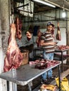 KANDY, SRI LANKA - March 12, 2019: South Asian butcher in the market