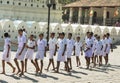 Kandy, Sri Lanka: 03/19/2019: Sri Dalada Maligawa Buddhist shrine. School children visiting