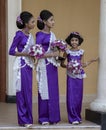 Kandy, Sri Lanka - 09-03-24 - Two Women and Girl Wait for Wedding Couple Royalty Free Stock Photo