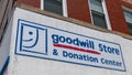 Kane, Pennsylvania, USA May 9, 2023 The Goodwill Store and Donation Center sign on its building on North Fraley Street