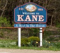 Kane, Pennsylvania, USA May 9, 2023 The Welcome to Kane sign on State Route 6