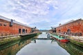 Red Brick Warehouse with port in Hakodate, Hokkaido,Japan Royalty Free Stock Photo