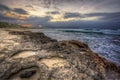 Oahu Rocky Shore Sunset Royalty Free Stock Photo