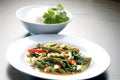 Kang kong. Stir Fried Water Spinach and rice