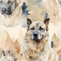 Kangal Shepherd watercolor dog pattern, AI Generated