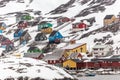 Kangamiut view from water - arctic village in the middle of nowhere Royalty Free Stock Photo