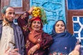 A man and two women at a village wedding in Jammu and Kashmir Royalty Free Stock Photo