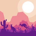 Kangaroo animal silhouette desert savanna landscape design vector illustration