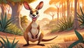 Kangaroo Australia native marsupial smiling cartoon face