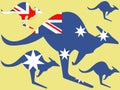 Kangaroo and australian flag Royalty Free Stock Photo