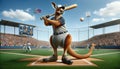 Kangaroo Baseball Player at Bat