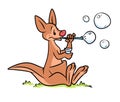 Kangaroo bubbles cartoon illustration Royalty Free Stock Photo