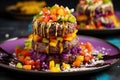 kangaroo burgers on a plate with colorful toppings