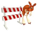 Kangaroo cartoon character with baracade Royalty Free Stock Photo