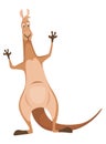 Kangaroo character posing. Adult kangaroo with pouch standing. Vector flat cartoon animal of australian fauna and