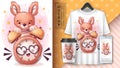 Kangaroo with clock poster and merchandising