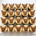 Kangaroo Cupcakes: Bulldog Faces On Nine Maya-rendered Koala Cupcakes