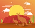 Kangaroo in desert and mountain for traveling