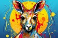 An kangaroo drawing with paint. Beautiful illustration picture. Generative AI