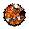 Kangaroo firefighter extinguishes fire in forest Royalty Free Stock Photo