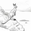 Kangaroo On Grass Near Water Coloring Pages