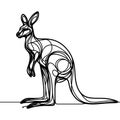 A kangaroo has its hind legs supporting its weight, while its front legs are tucked beneath its body.