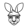 Kangaroo Head in Sunglasses Icon. Logo on White Background. Vector